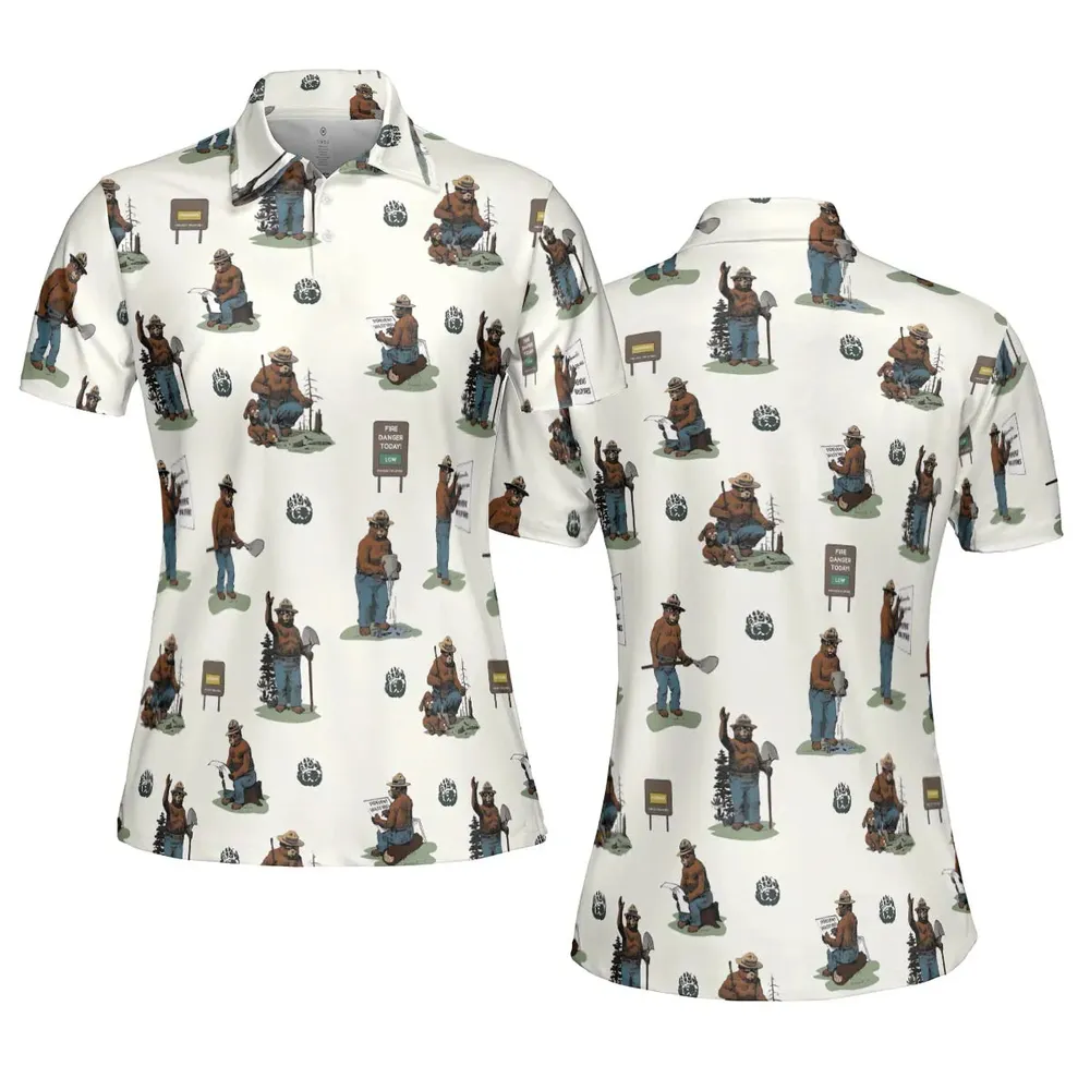 Smokey The Bear AOP Men/Women Polo Shirt - 5