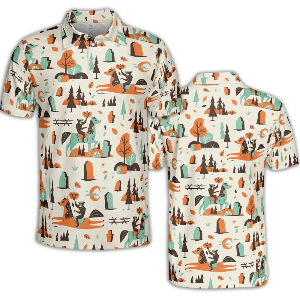 Halloween folklore The Headless Horseman AOP Men/Women Polo Shirt - 2
