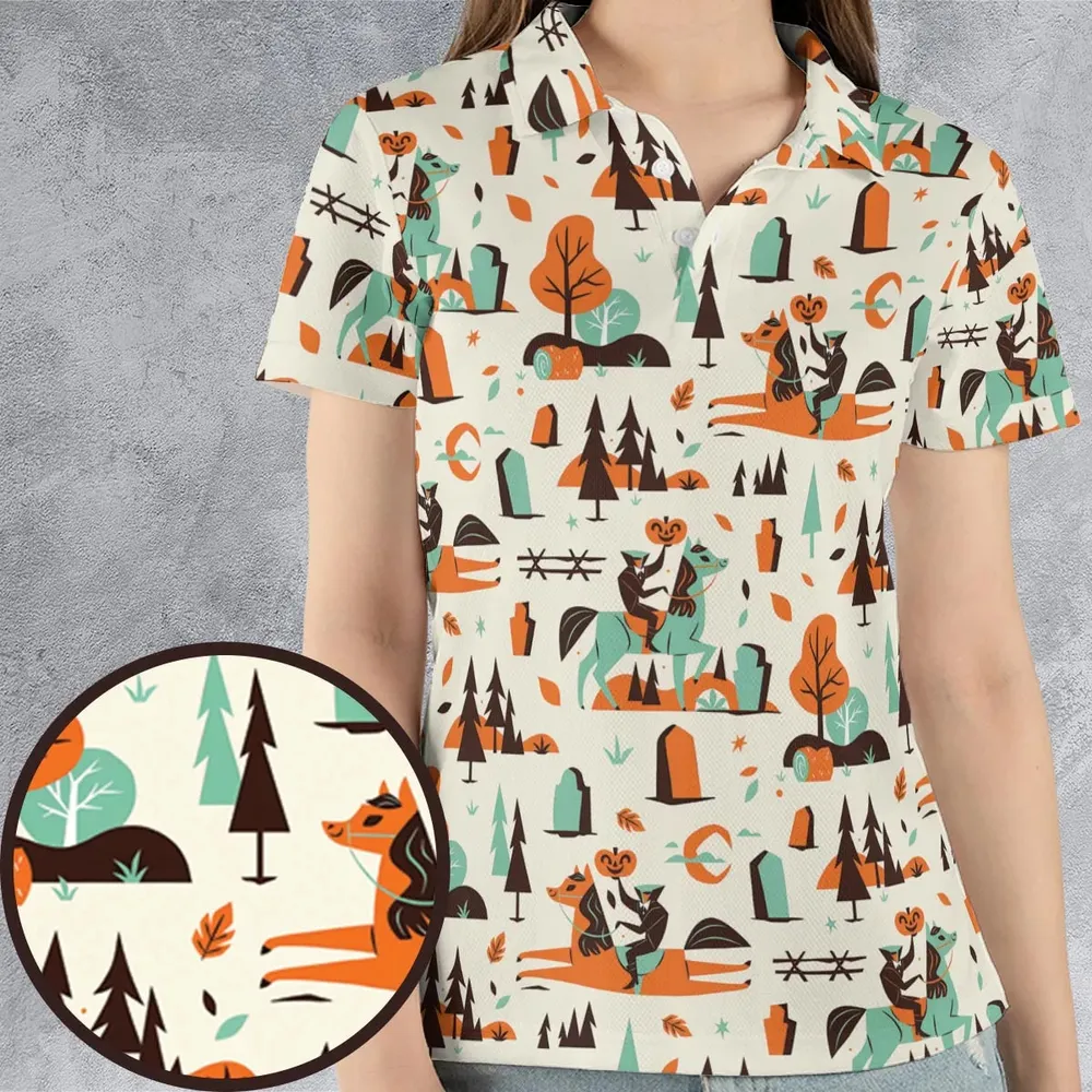 Halloween folklore The Headless Horseman AOP Men/Women Polo Shirt - 4