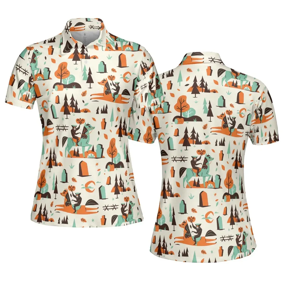 Halloween folklore The Headless Horseman AOP Men/Women Polo Shirt - 5