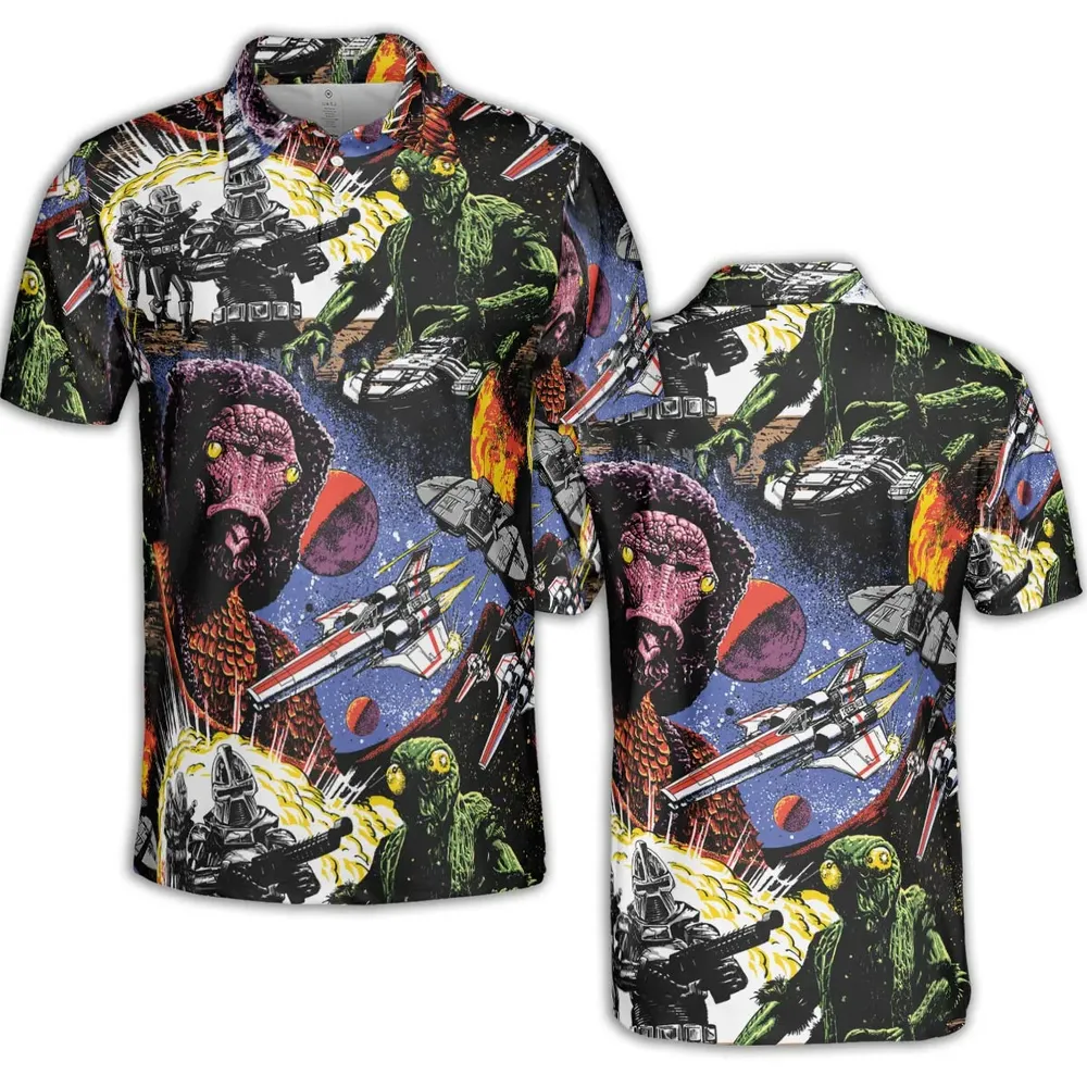 Galactic War Battlestar Galactica AOP Men/Women Polo Shirt - 2