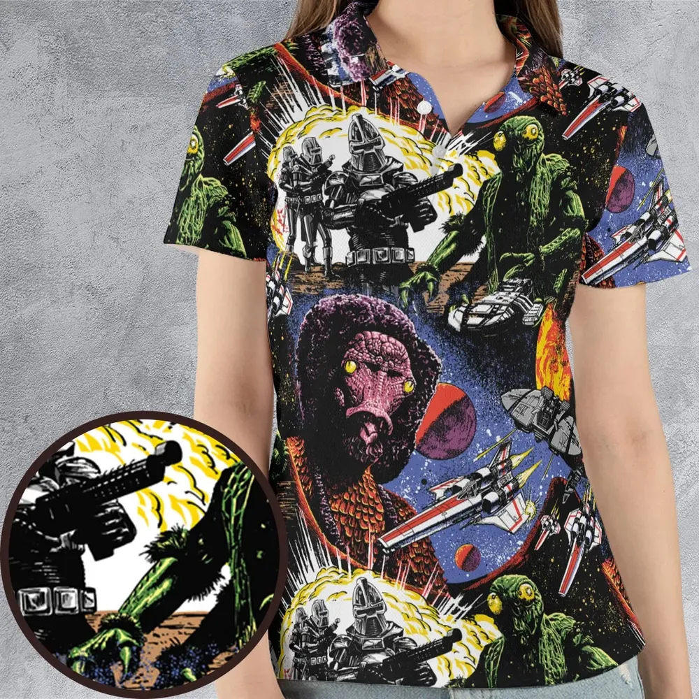 Galactic War Battlestar Galactica AOP Men/Women Polo Shirt - 4