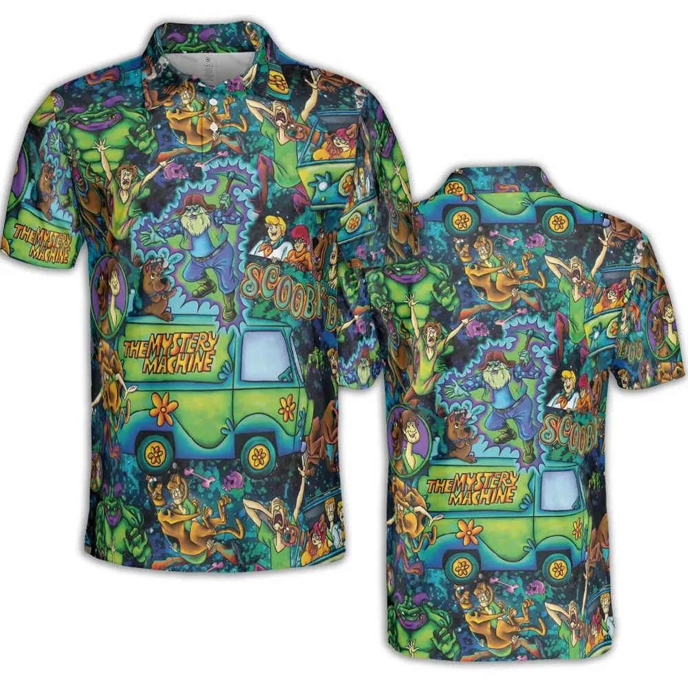 Monsters Mayhem and The Mystery Machine Scooby Doo AOP Men/Women Polo Shirt - 2
