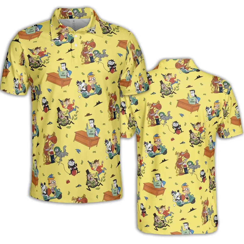 Moose And Squirrel The Adventures of Rocky and Bullwinkle AOP Men/Women Polo Shirt - 2