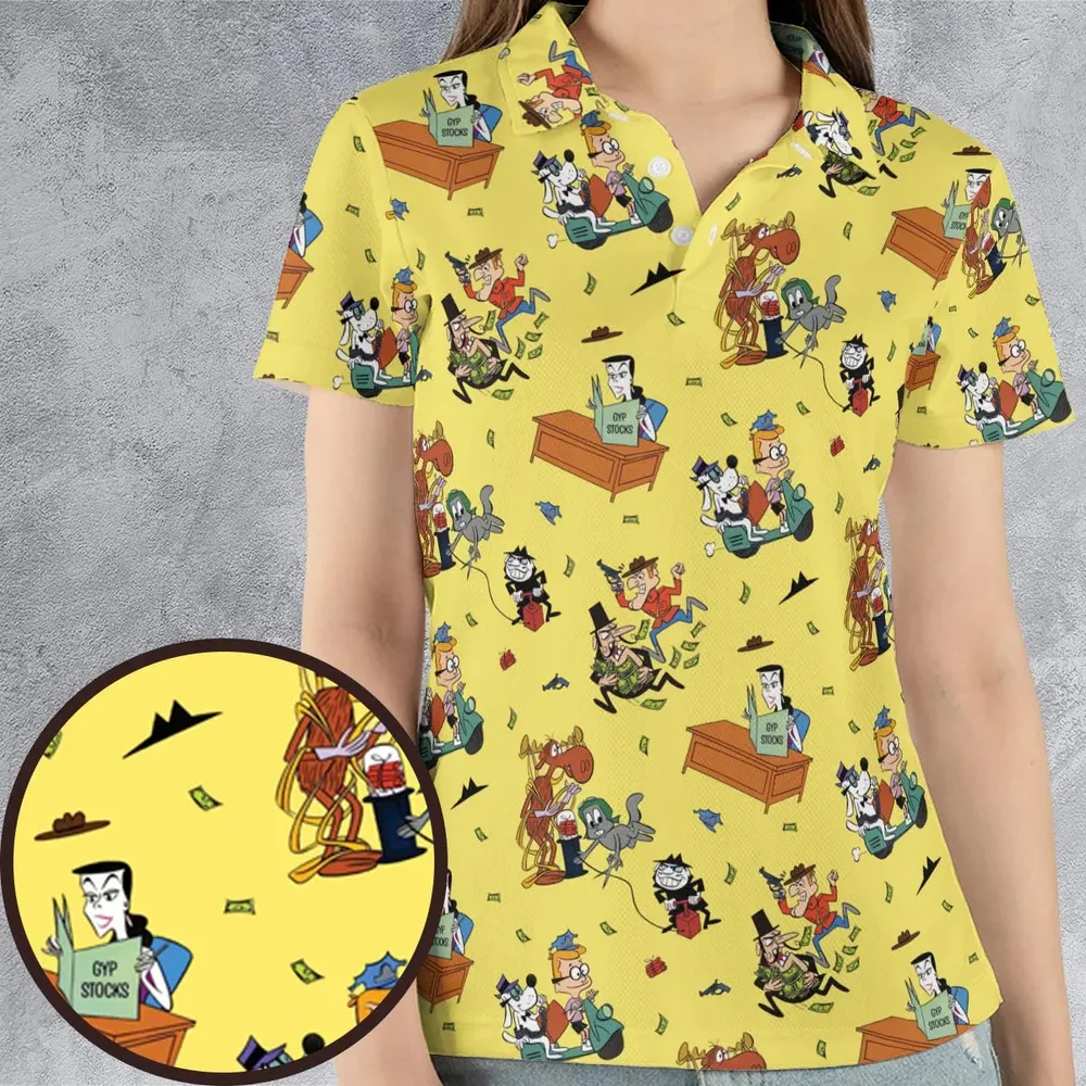 Moose And Squirrel The Adventures of Rocky and Bullwinkle AOP Men/Women Polo Shirt - 4