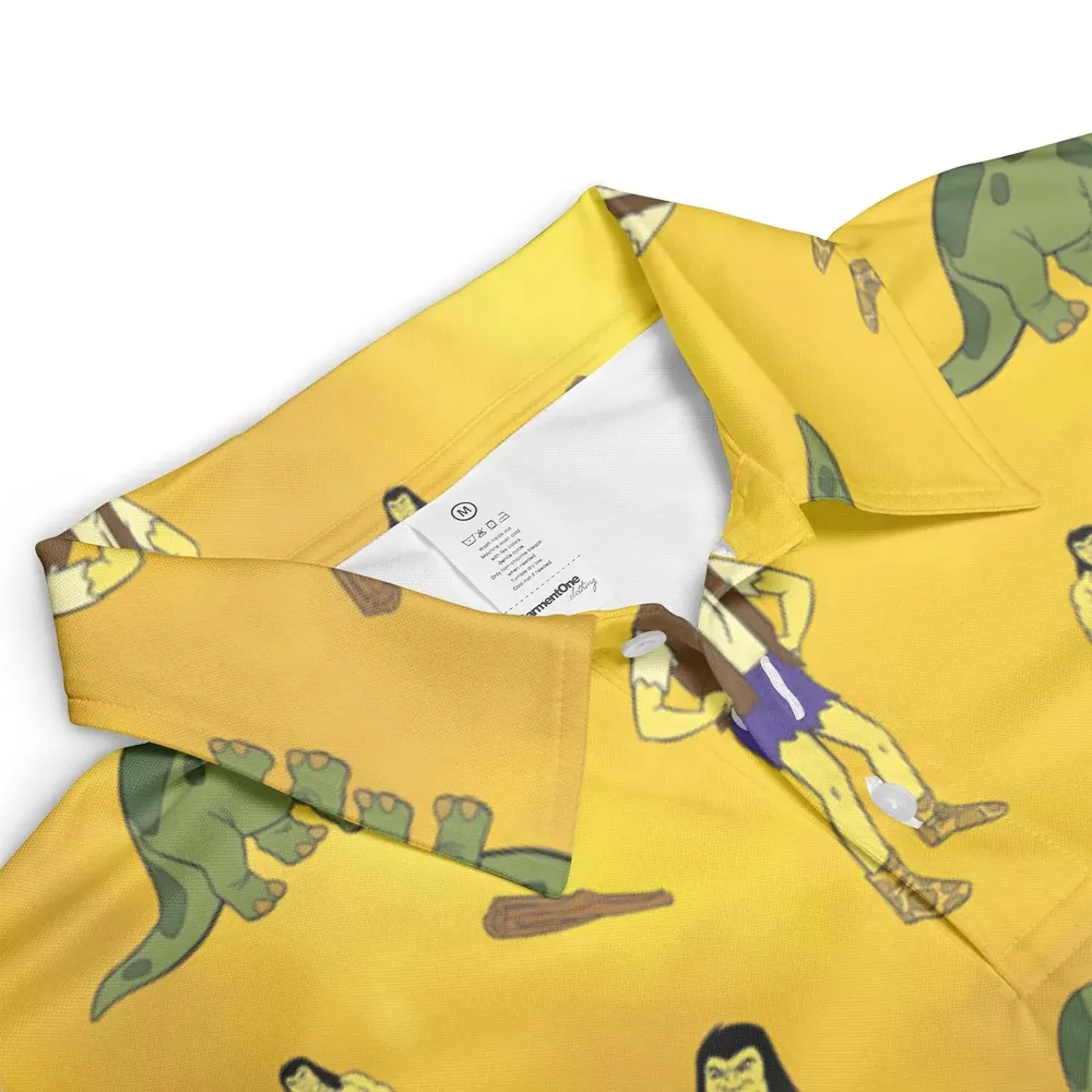 Dino Boy in the Lost Valley AOP Men/Women Polo Shirt - 3
