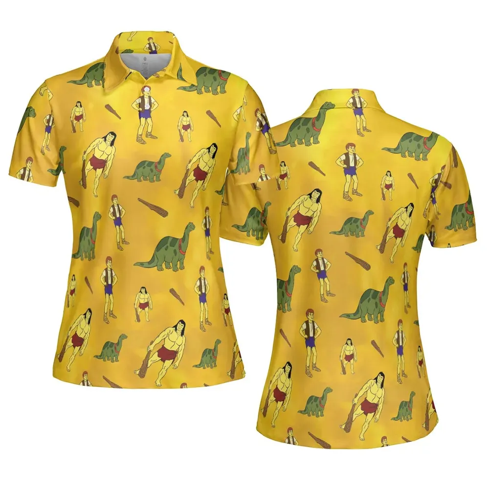 Dino Boy in the Lost Valley AOP Men/Women Polo Shirt - 5