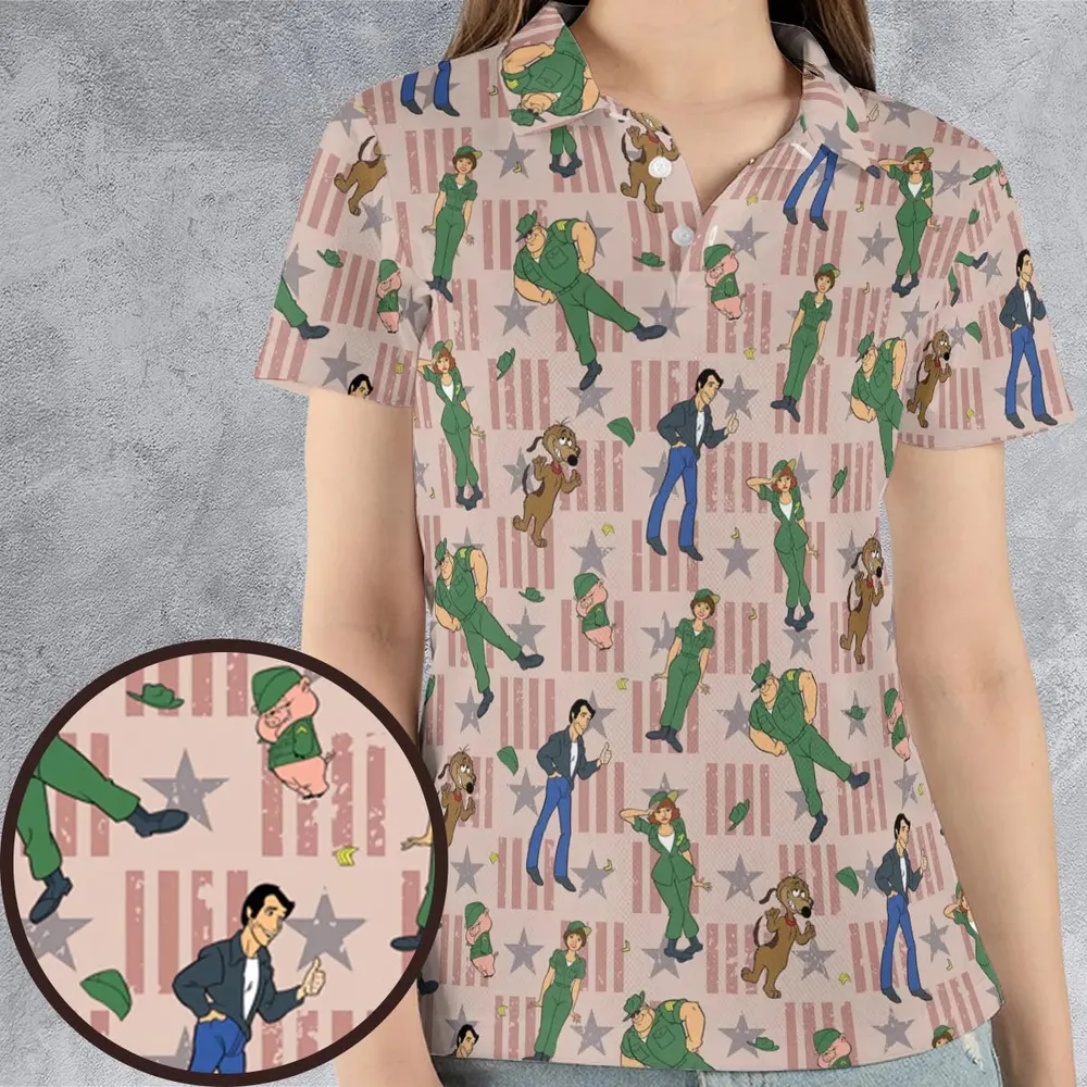 Laverne And Shirley with The Fonz AOP Men/Women Polo Shirt - 4