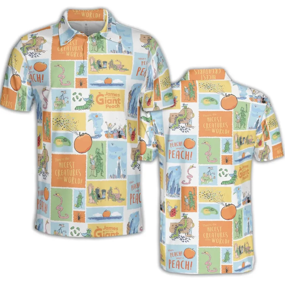 Children's Tales What A Peach James And The Giant Peach AOP Men/Women Polo Shirt - 2