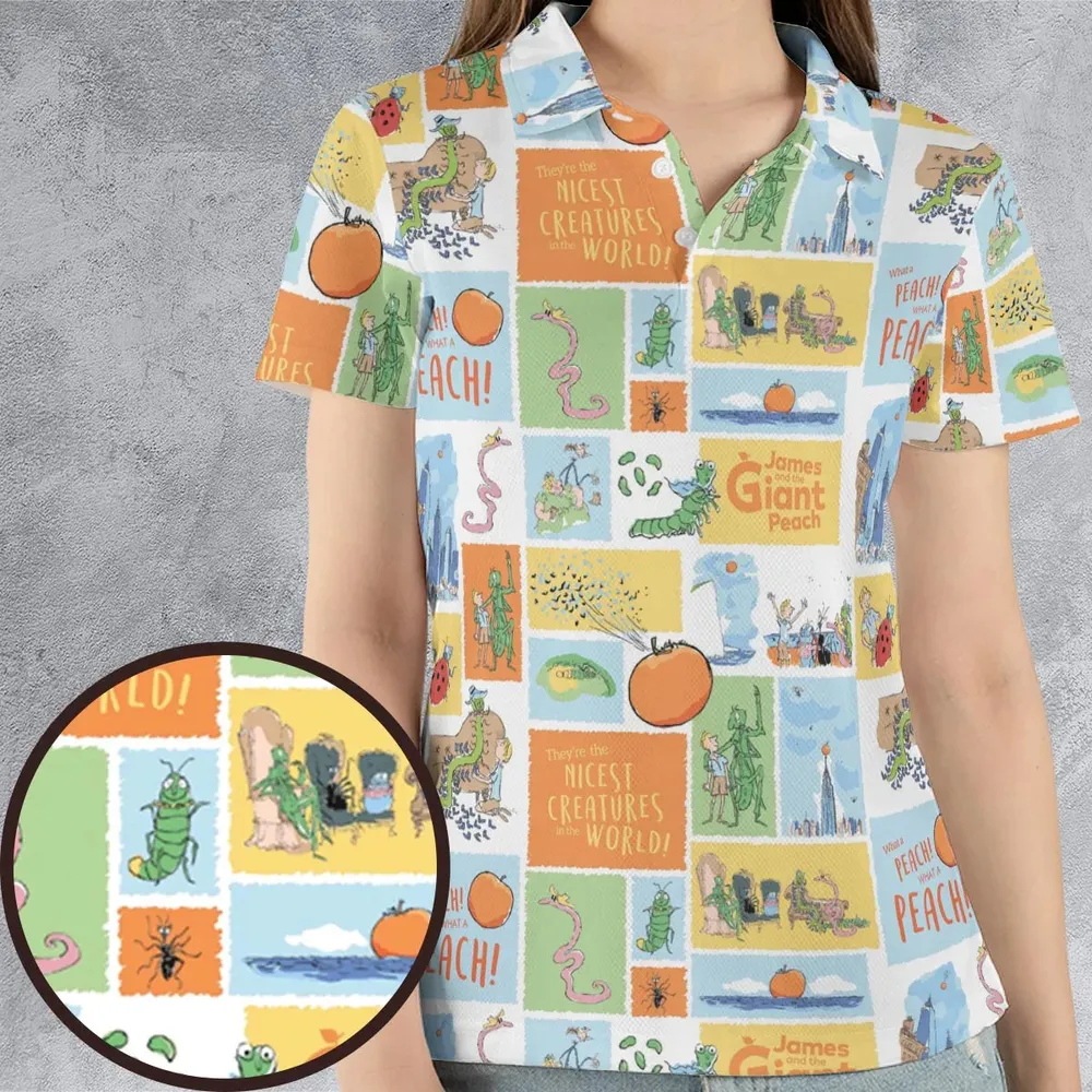 Children's Tales What A Peach James And The Giant Peach AOP Men/Women Polo Shirt - 4