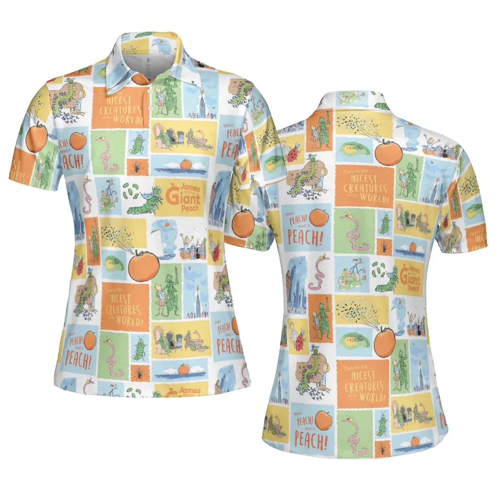 Children's Tales What A Peach James And The Giant Peach AOP Men/Women Polo Shirt - 5