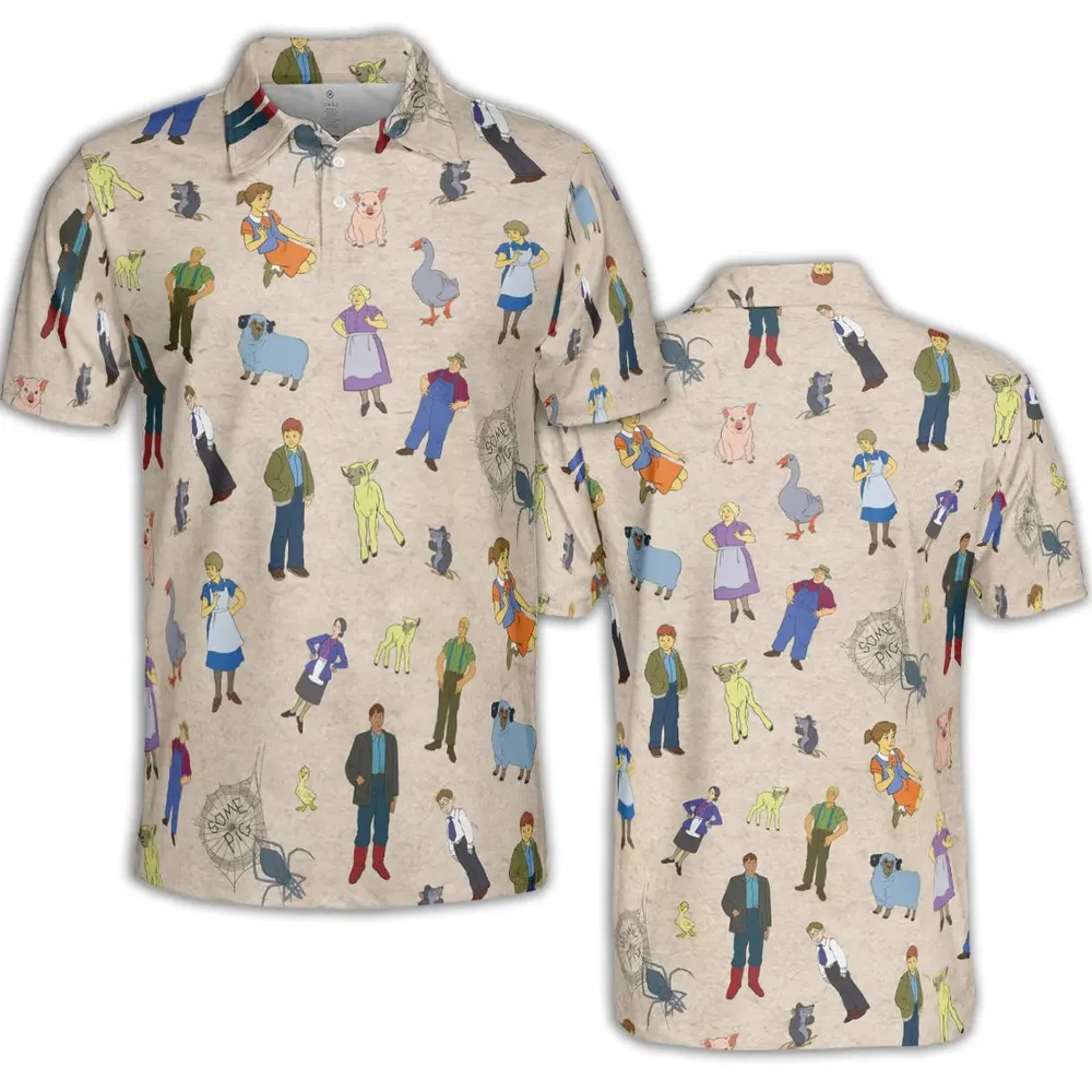 Beloved Children's Tale Charlotte's Web Cartoon Characters AOP Men/Women Polo Shirt - 2