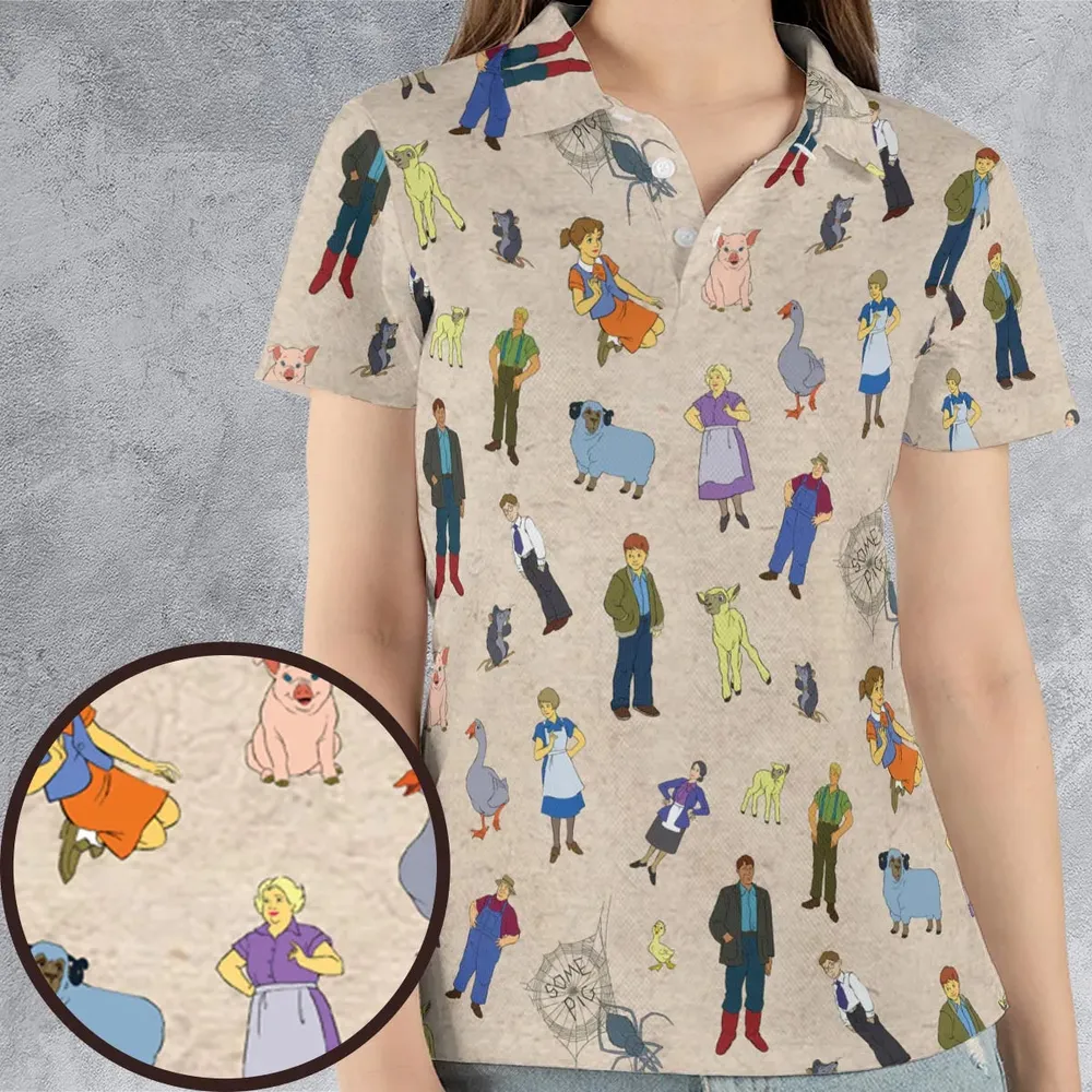 Beloved Children's Tale Charlotte's Web Cartoon Characters AOP Men/Women Polo Shirt - 4