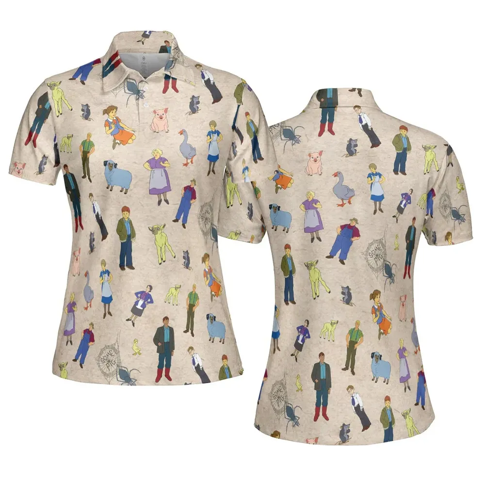 Beloved Children's Tale Charlotte's Web Cartoon Characters AOP Men/Women Polo Shirt - 5