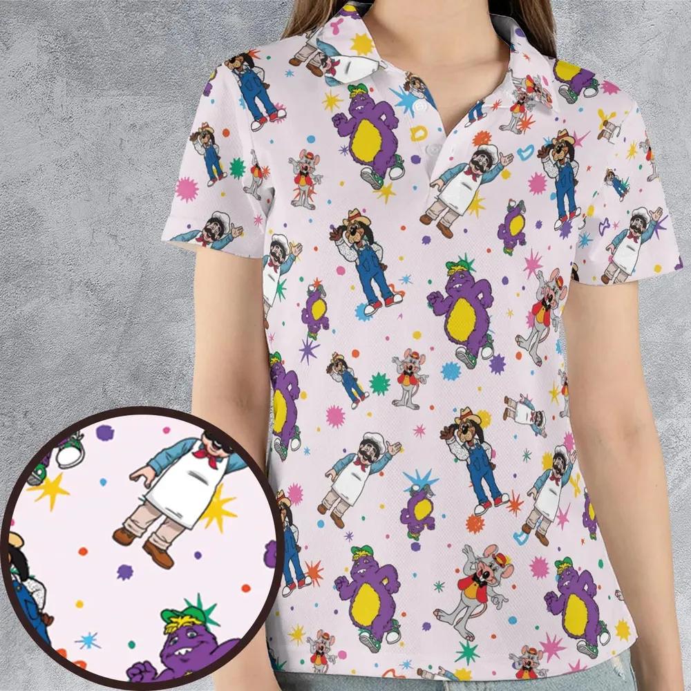 Cheezer Weezer Chuck E Cheese AOP Men/Women Polo Shirt - 4