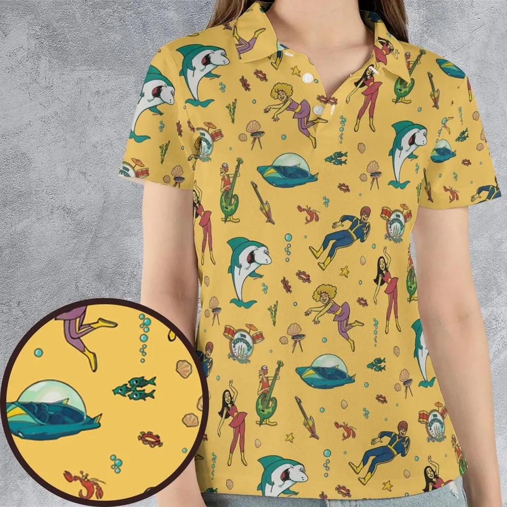 Undersea Style Jabberjaw AOP Men/Women Polo Shirt - 4