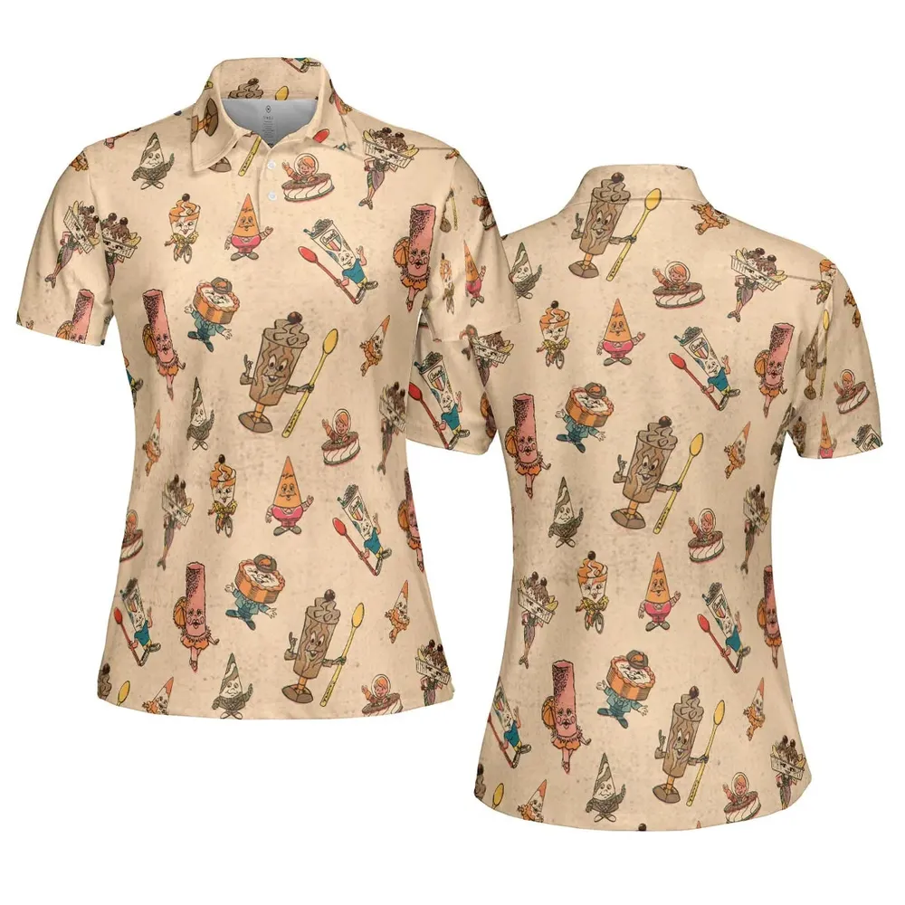 Retro Dessert Mascots Carvel comic book Ice Cream AOP Men/Women Polo Shirt - 5
