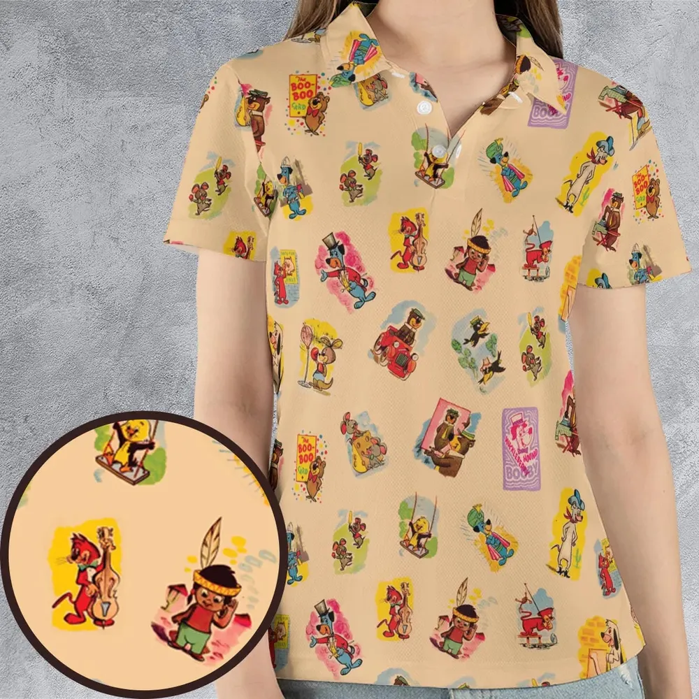 Huckleberry Hound Booby AOP Men/Women Polo Shirt - 4