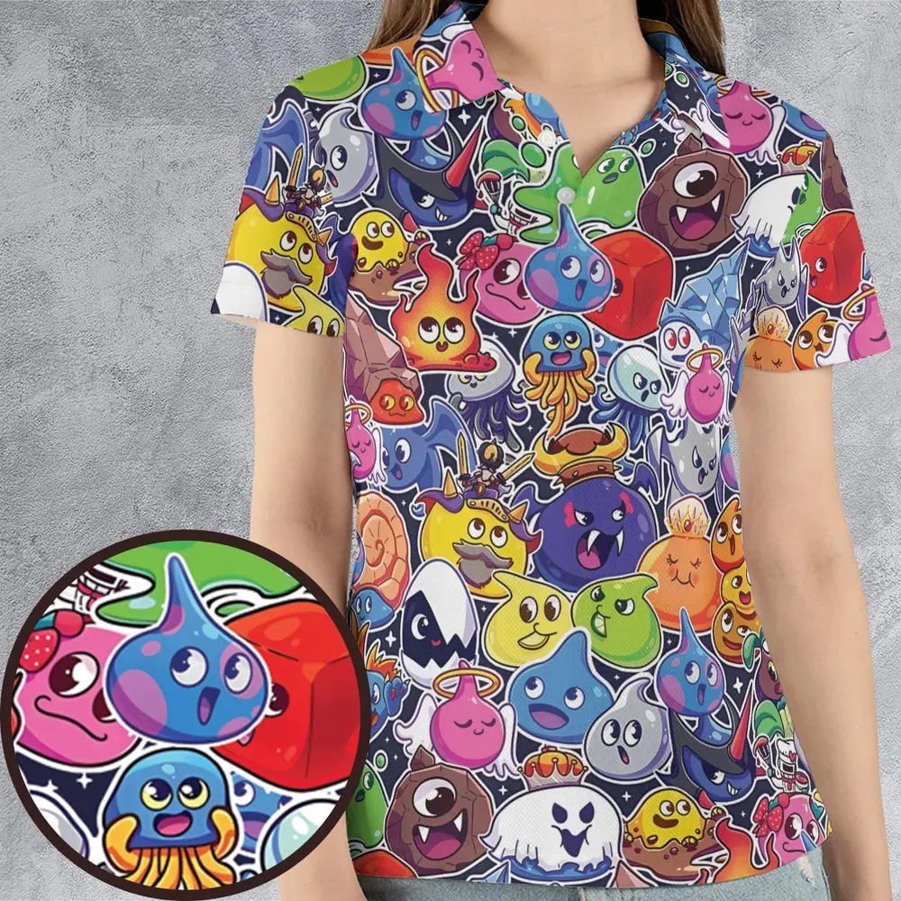 Slimes Dragon Quest AOP Men/Women Polo Shirt - 4