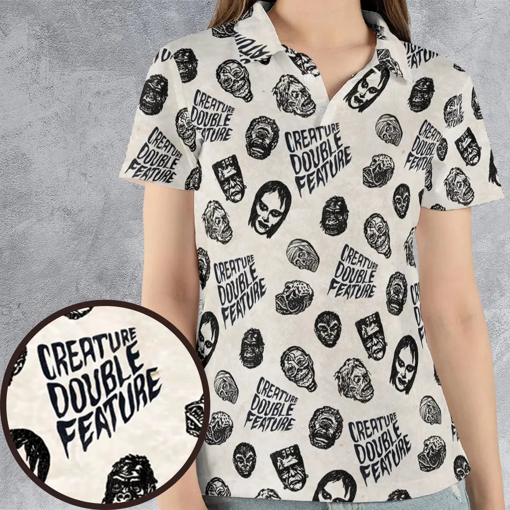 Creature Double Feature Horror Characters AOP Men/Women Polo Shirt - 4