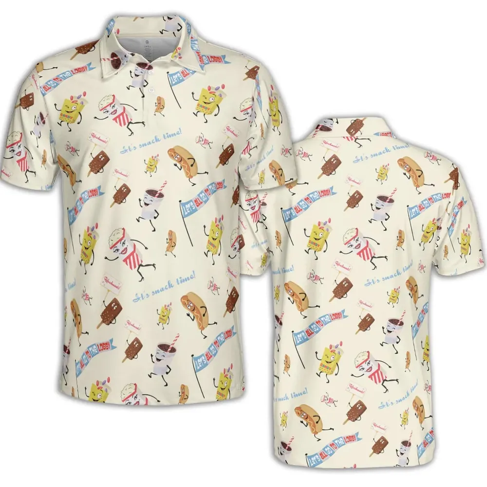 Let's All Go To The Lobby Retro Cartoon AOP Men/Women Polo Shirt - 2