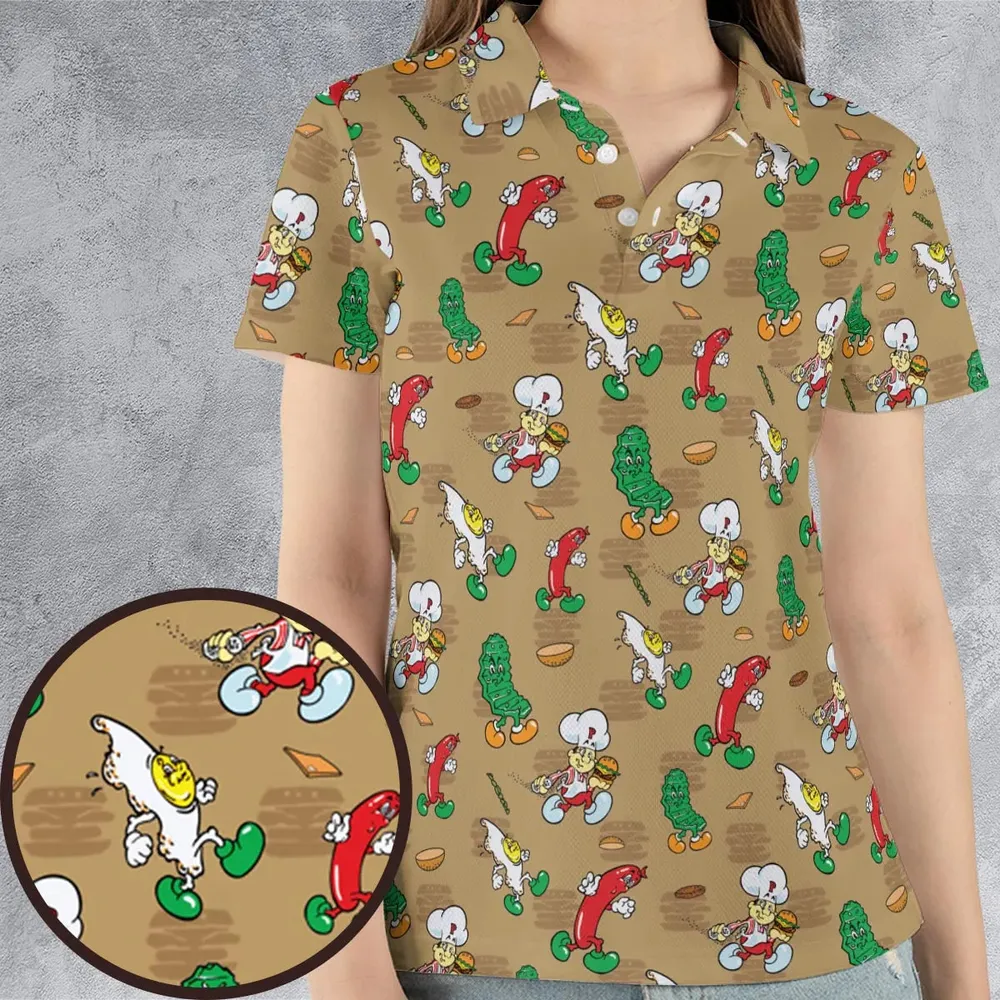 BurgerTime Arcade AOP Men/Women Polo Shirt - 4