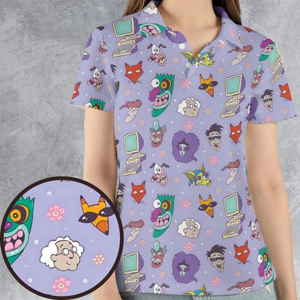 Floral Courage Courage the Cowardly Dog AOP Men/Women Polo Shirt - 4