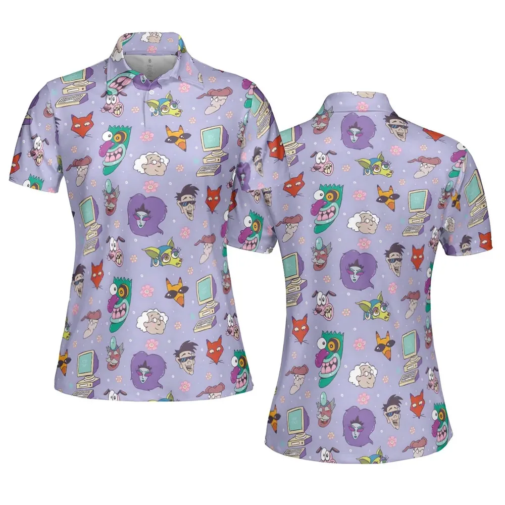 Floral Courage Courage the Cowardly Dog AOP Men/Women Polo Shirt - 5
