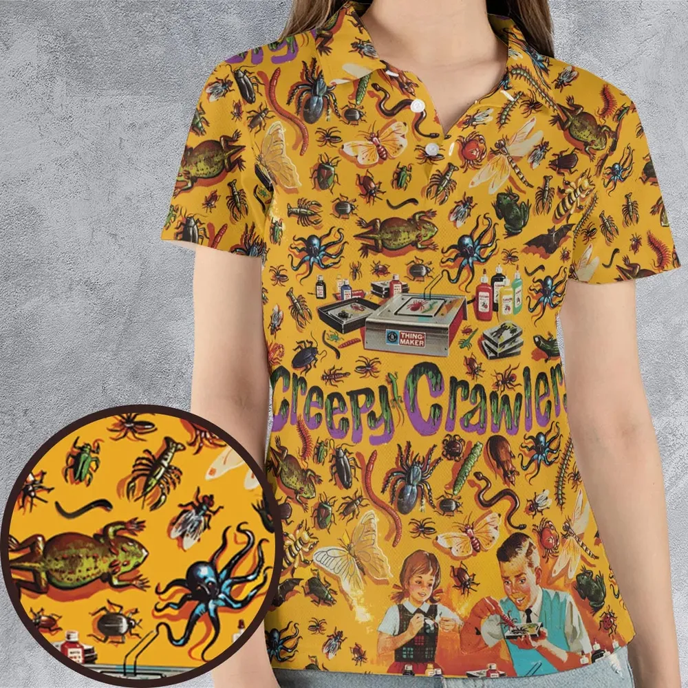 1960s Creepy Crawlers Toy AOP Men/Women Polo Shirt - 4