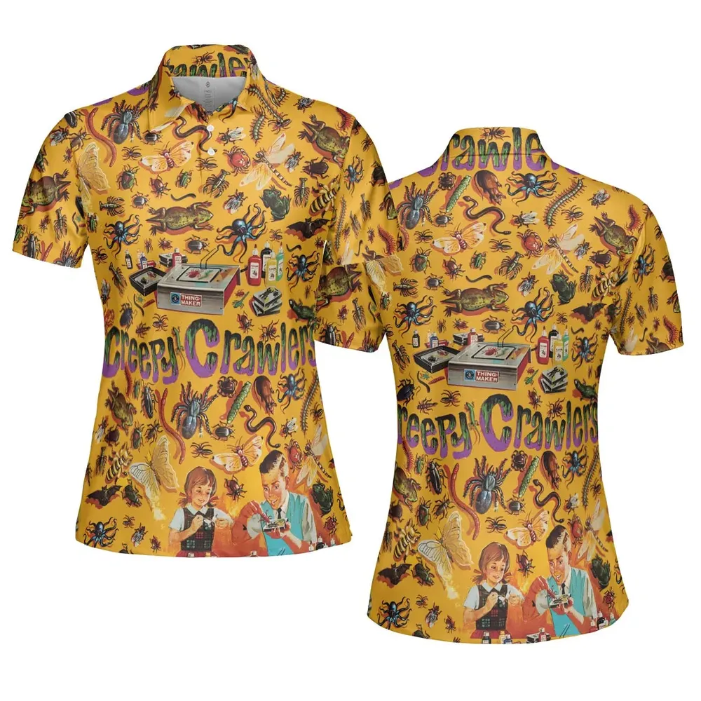 1960s Creepy Crawlers Toy AOP Men/Women Polo Shirt - 5