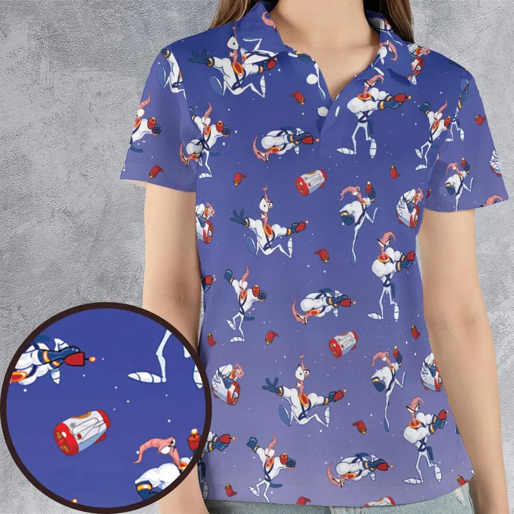 Ungroovy Earthworm Jim AOP Men/Women Polo Shirt - 4