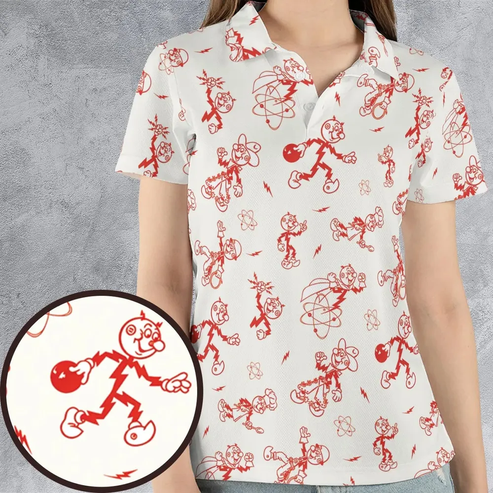Vintage Style Nostalgic Reddy Kilowatt AOP Men/Women Polo Shirt - 4