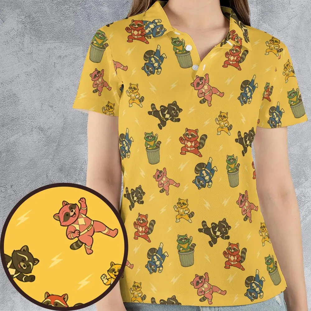 Morphin Time Trash Panda AOP Men/Women Polo Shirt - 4