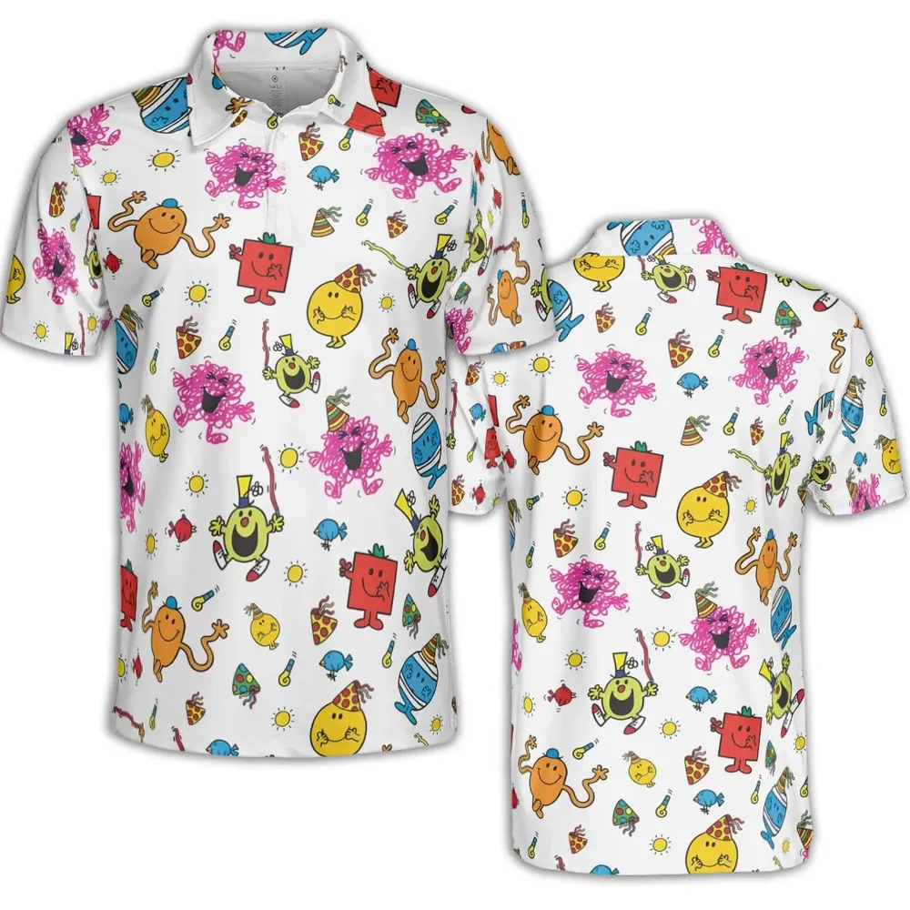 Party Mr. Men Little Miss AOP Men/Women Polo Shirt - 2