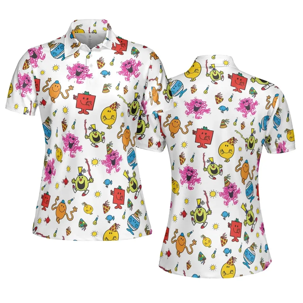 Party Mr. Men Little Miss AOP Men/Women Polo Shirt - 5