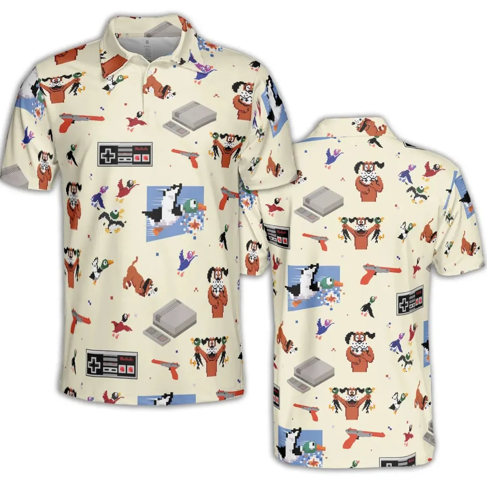Retro Video Game Duck Hunt AOP Men/Women Polo Shirt - 2