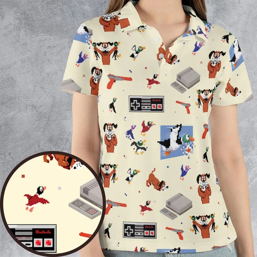 Retro Video Game Duck Hunt AOP Men/Women Polo Shirt - 4