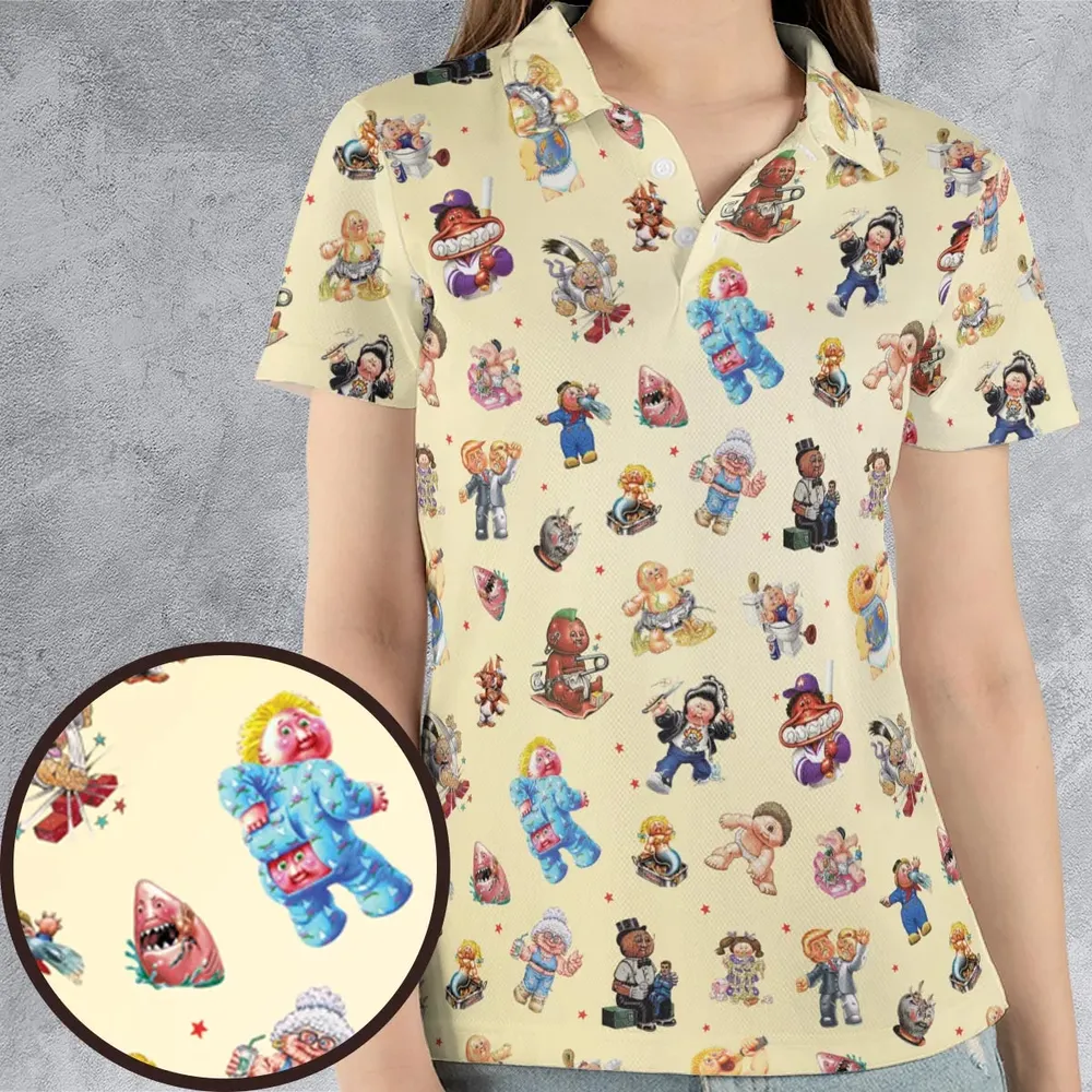 90s Garbage Pail Kids AOP Men/Women Polo Shirt - 4