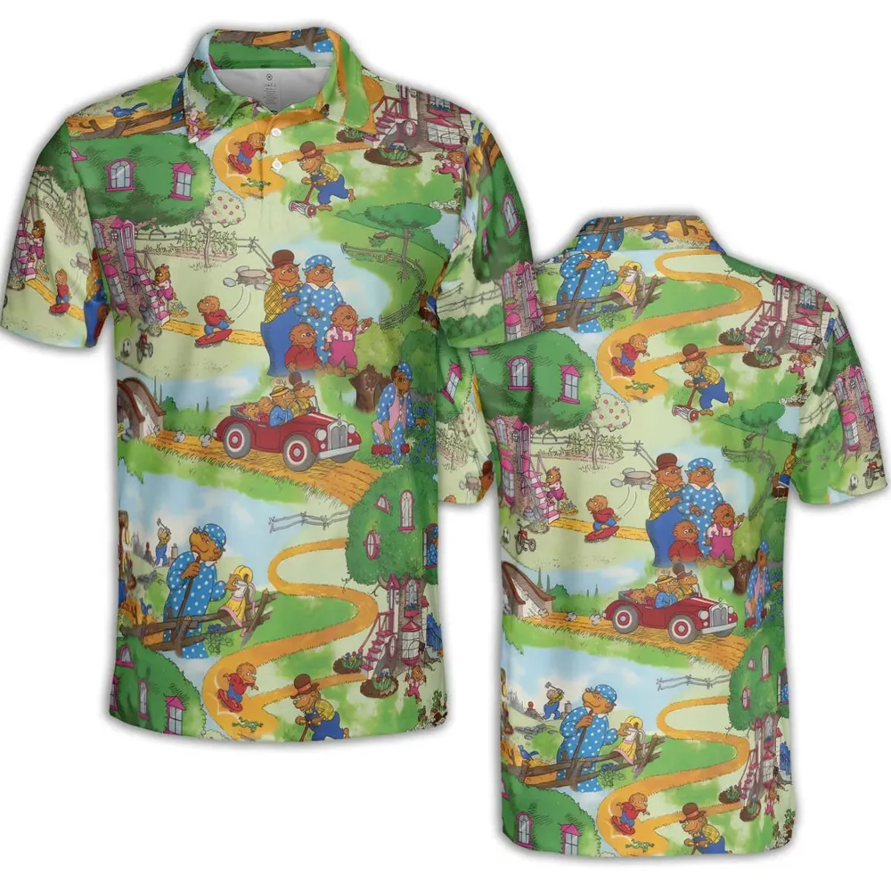 A Big Treehouse Berenstain Bears AOP Men/Women Polo Shirt - 2