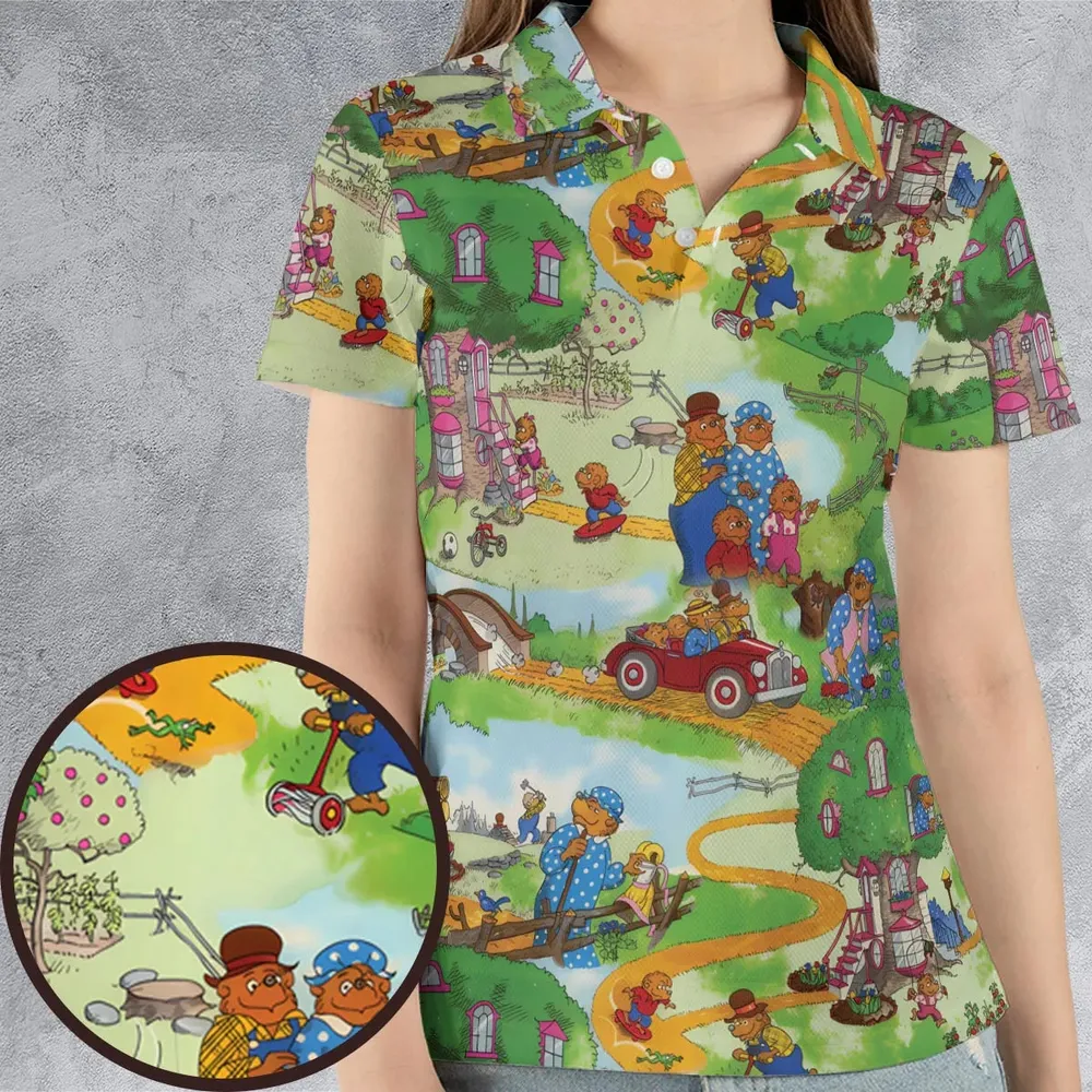 A Big Treehouse Berenstain Bears AOP Men/Women Polo Shirt - 4