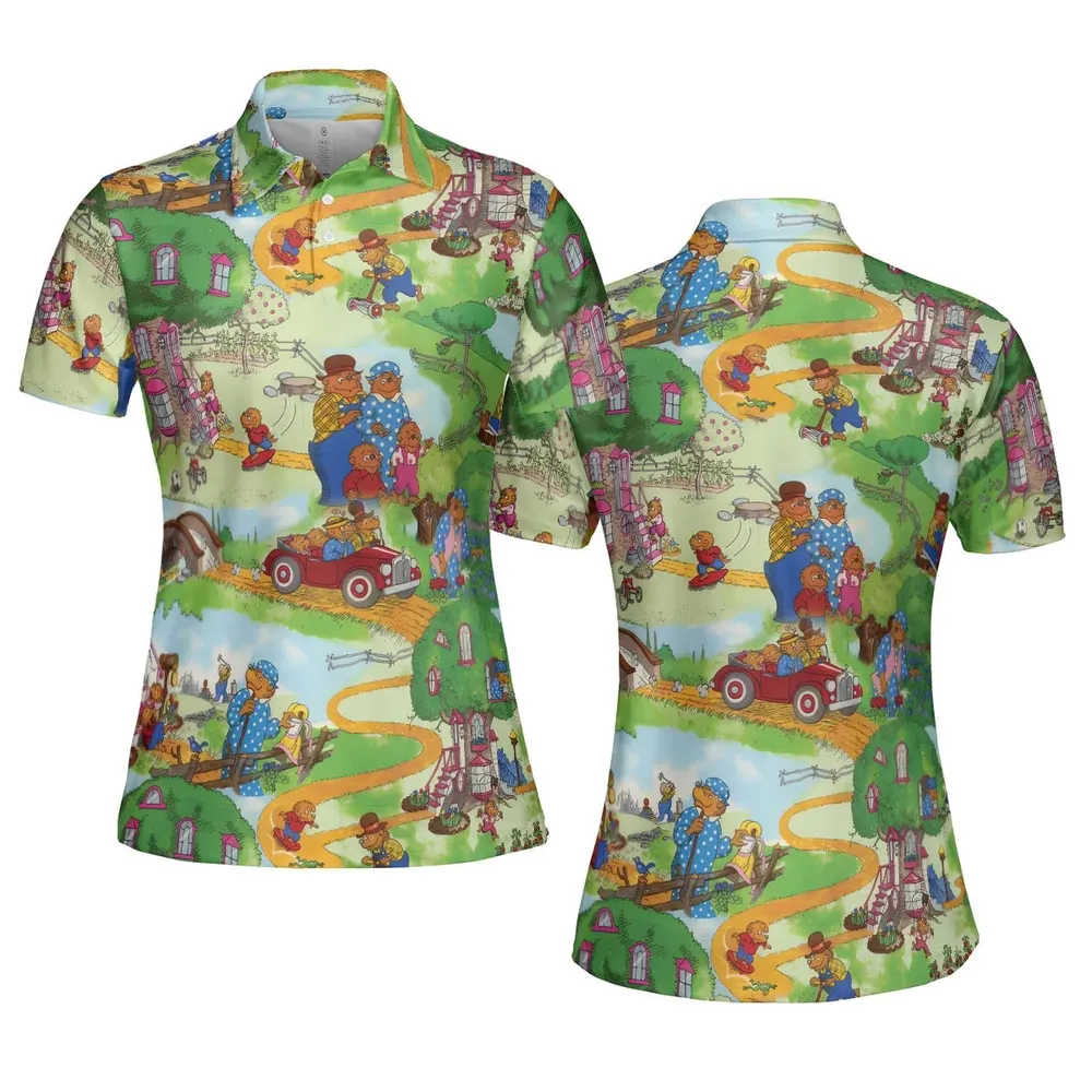 A Big Treehouse Berenstain Bears AOP Men/Women Polo Shirt - 5