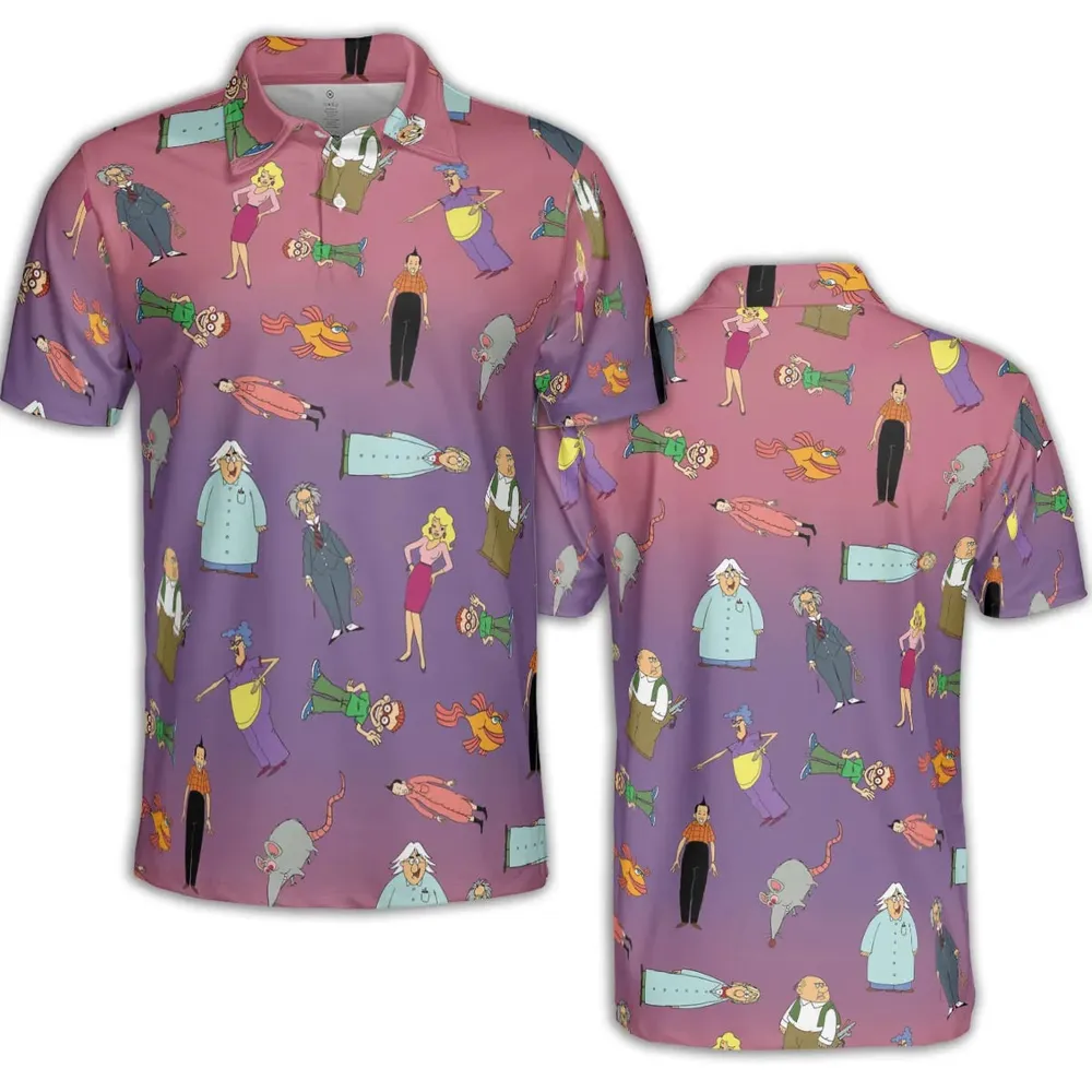 The Completely Mental Misadventures of Ed Grimley Characters AOP Men/Women Polo Shirt - 2