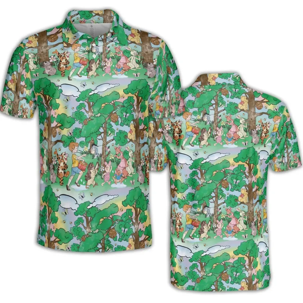 Bear and Friends Winnie the Pooh AOP Men/Women Polo Shirt - 2