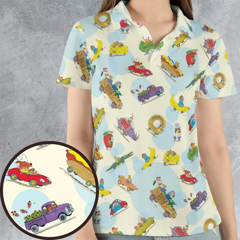 The Busy World of Richard Scarry AOP Men/Women Polo Shirt - 4