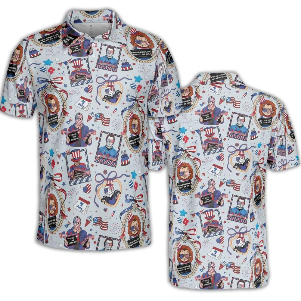 Patriotic Horror AOP Men/Women Polo Shirt - 2