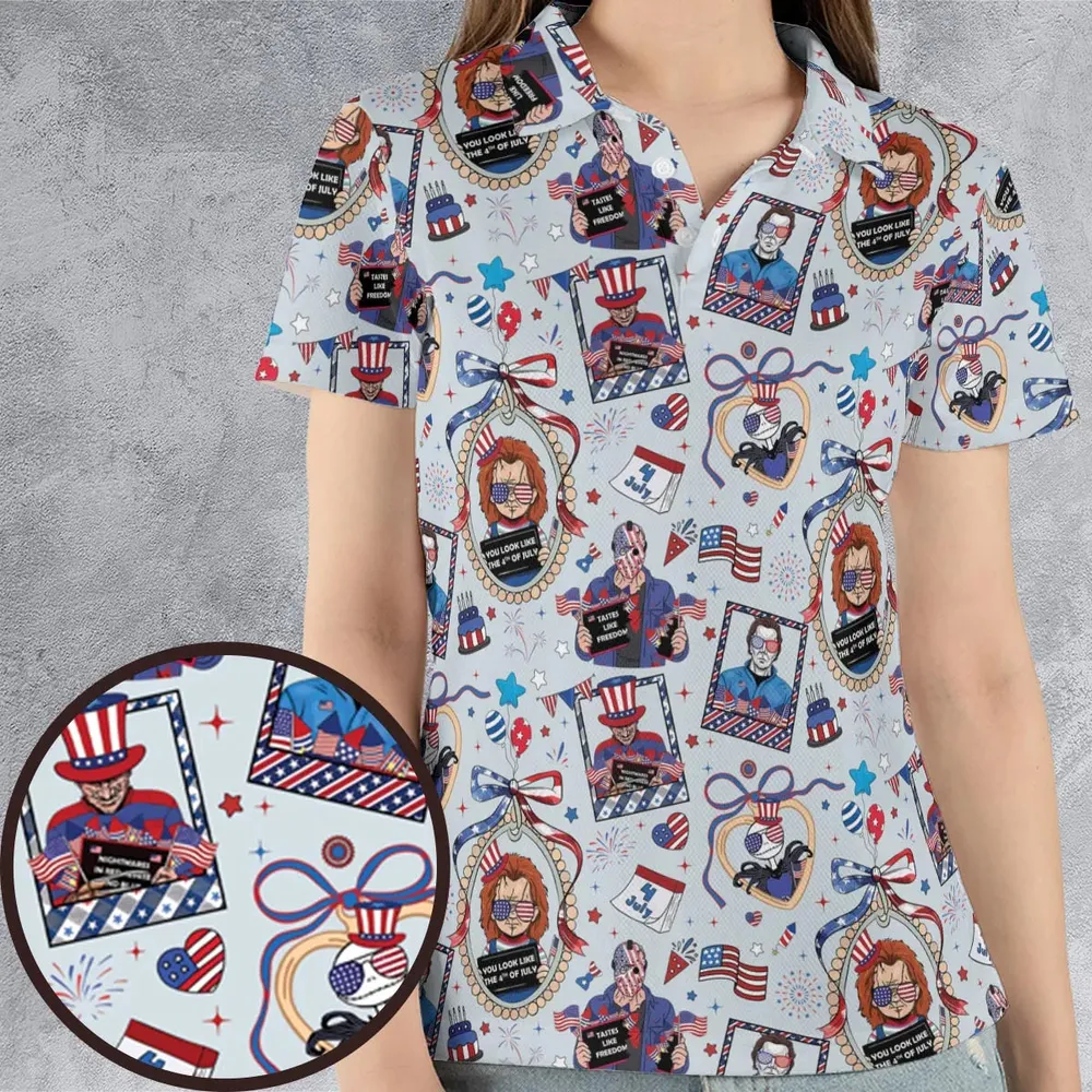 Patriotic Horror AOP Men/Women Polo Shirt - 4