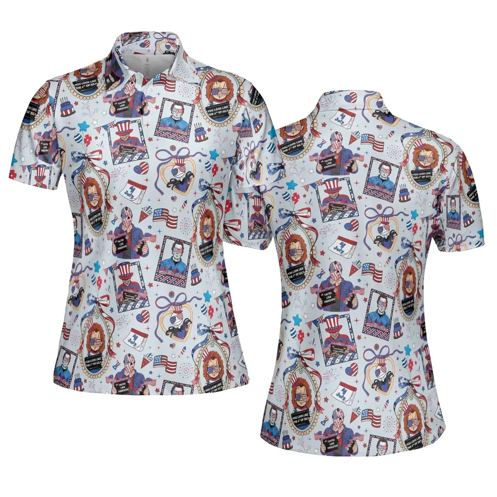 Patriotic Horror AOP Men/Women Polo Shirt - 5
