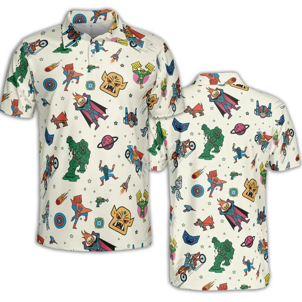Nastalgic Cartoon Villains AOP Men/Women Polo Shirt - 2