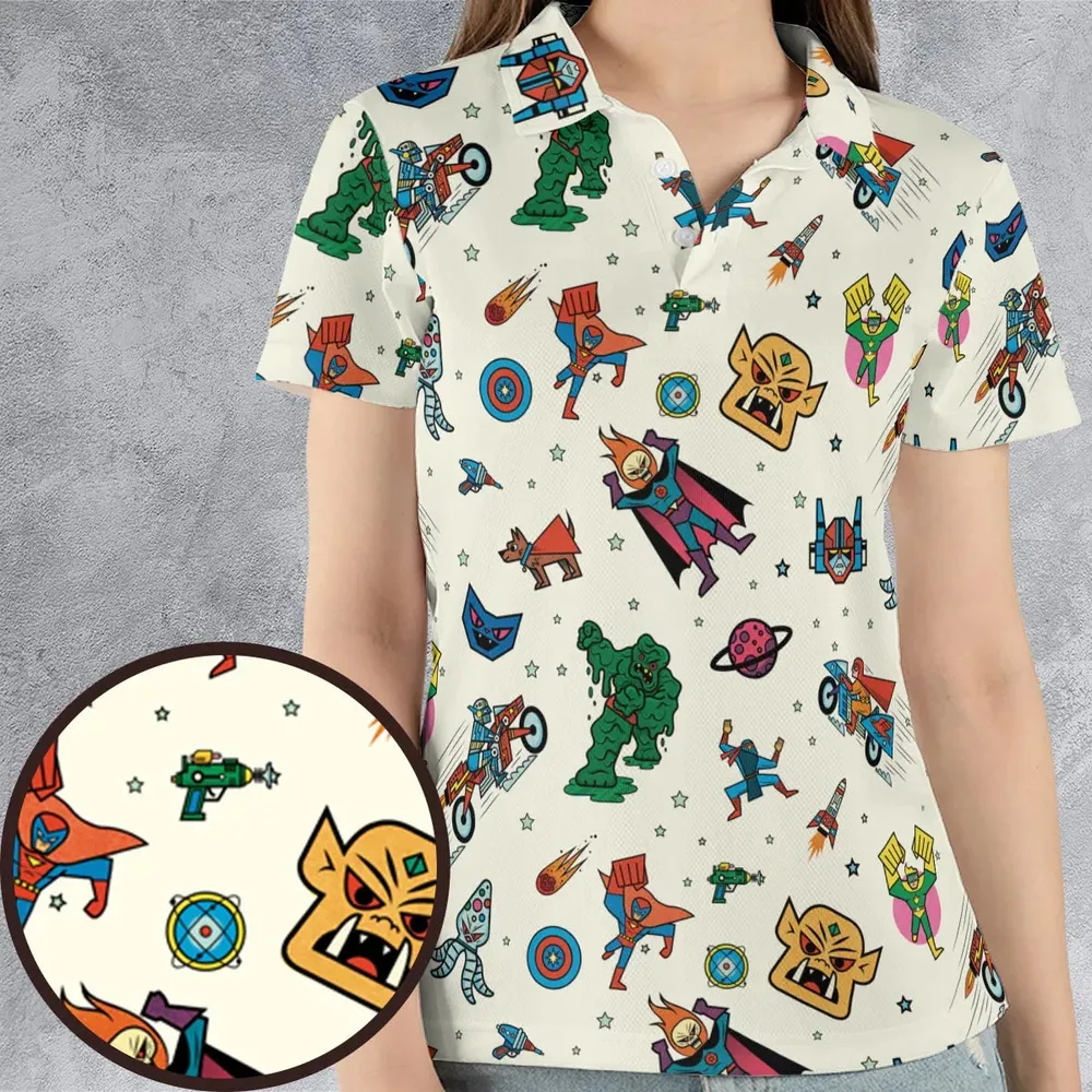 Nastalgic Cartoon Villains AOP Men/Women Polo Shirt - 4