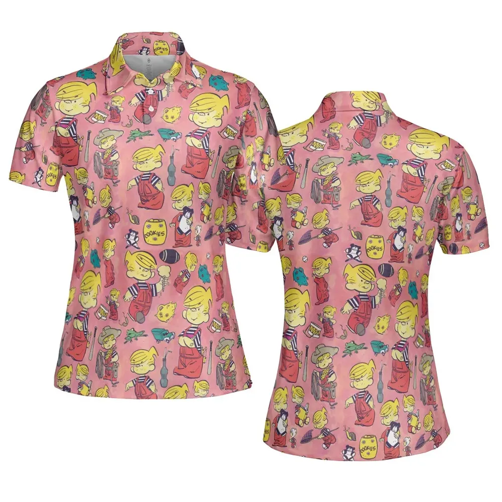Just Pretend I'm Listening Dennis The Menace AOP Men/Women Polo Shirt - 5